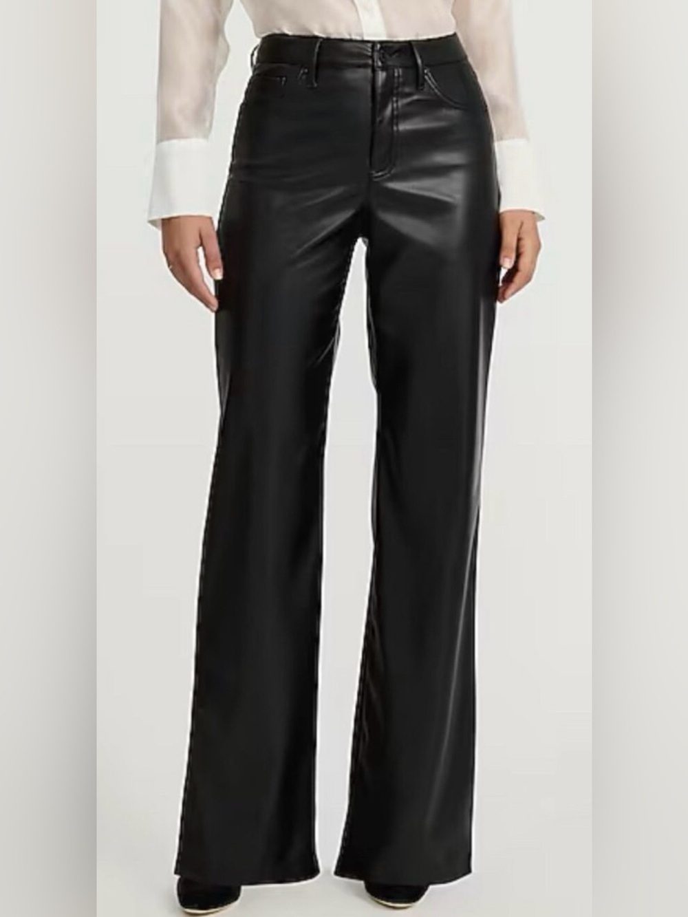 Express Faux Vegan Leather Modern Wide Leg Pants Black 6L Long High Rise